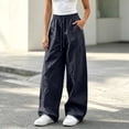 thumbnail image 2 of Htigea Hiking Pants for Women Lightweight Quick Dry Climbing Pant Drawstring Elastic Waisted Wide Leg Pant with Pockets Black L, 2 of 8