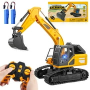 Joyfy Remote Control Excavator Construction Toys for Boys 3 5, Full Function Construction Vehicles Toys with Shovel for Outdoor Play Sandbox Digger Toys, Christmas Birthday Gifts for Kids 3-8-12