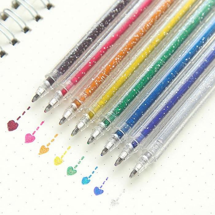 Glitter Gel Pens 12 Colors For Coloring Metallic Vibrant Sparkle Colorful Pen  Colored Neon Adult Books Gelly Roll
