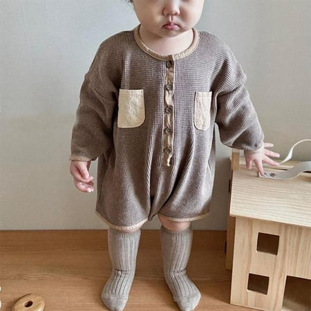 

DanceeMangoo Autumn New Baby Cotton Bodysuit Japanese Infant Long Sleeve Jumpsuit Vintage Newborn Girl Onesie Cute Boy Pocket Overalls