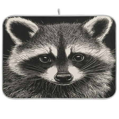 

An Adorable Raccoon Dish Drying Mat Kitchen Mats Microfiber Counter Absorbent Dish Pad Drainer Rack