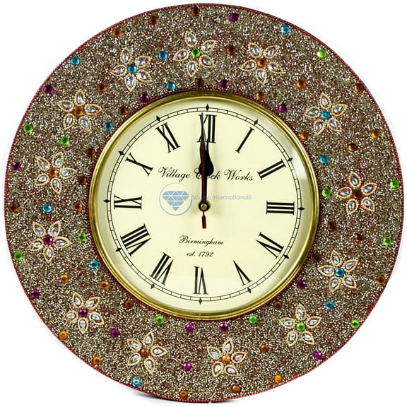 Nagina International Handmade Contemporary Beautifully Crafted Genuine Premium Wall Decor & Functional Time's Clock with Vintage Roman Dial Face | Premium Handcrafted Gifts & Decor