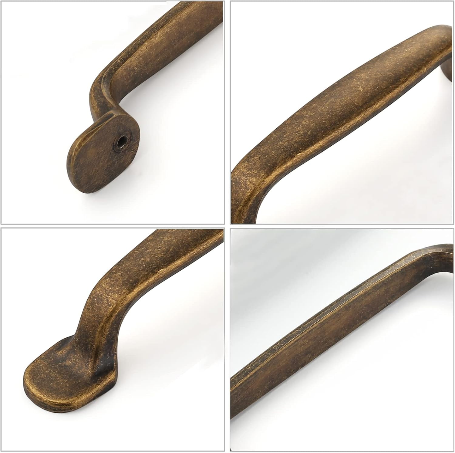 Furniware 10 Pack Antique Brass Kitchen Cupboard Handles, Cabinet Hardware Drawer Appliance Pulls, Kitchen Cabinet Drawer Wardrobe Furniware Door Handles,Brass- 3 Inch(96mm) Hole Center