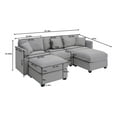 thumbnail image 2 of Alexent 3-Seat Modular Sectional Sofa with 2 Movable Ottomans, Upholstered Sofa Chair, for Apartment Living Room Office, Light Gray, 2 of 9