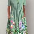 thumbnail image 1 of Vestido Frontal Plisado Con Estampado Floral, Vestido Informal De Manga Corta Con Dos Bolsillos, Ropa De Mujer, 1 of 4