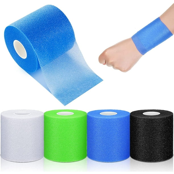 4 Pieces Foam Underwrap Athletic Foam Tap Sports Pre Wrap Athletic Tape  Sports Tape for Ankles Wrists Hands and Knees, 2.75 x 30 Yards (Black,  Blue, White, Green) 