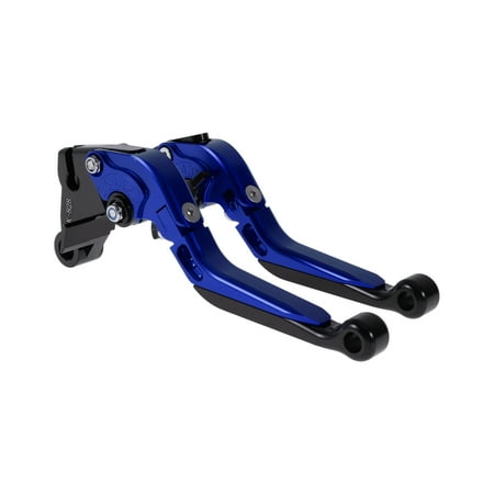 Short Long Brake Clutch Levers for Kawasaki ZZR600 05-09 Adjustable Motorcycle Handlebar Brake Lever Aluminum Alloy Blue Handle Black End