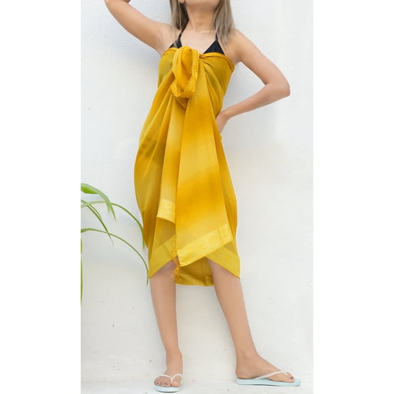 HAPPY BAY Women's Summer Swimsuit Coverups Bathing Suit Swim Cover ups Sarong Chiffon Beach Cover up Skirt Long Wraps Sarongs Beachwear One Size Brown, Plain