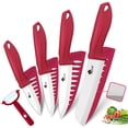 thumbnail image 1 of Ceramic Knife Set Kitchen Knives Set for Household Fruit Knives with Sheath 6" Bread Knife 5" Utility Knife 4" Fruit Knife 3" Paring Knife + One Peeler Rust Free Proof, 1 of 5