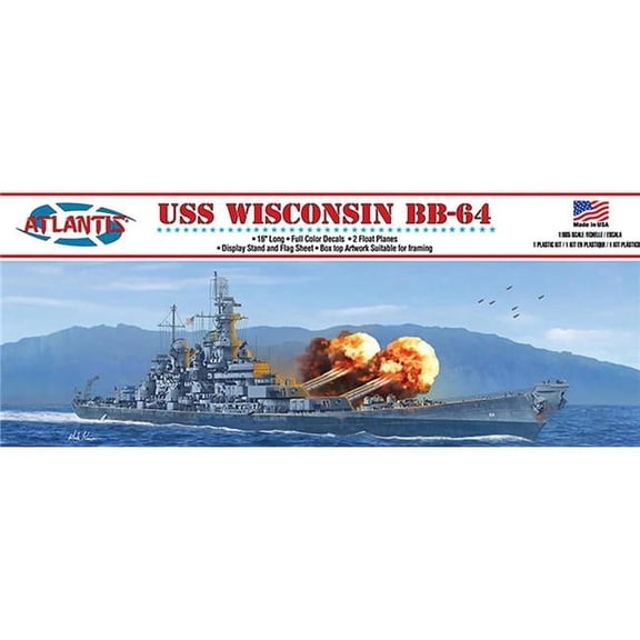 Atlantis Plastic Model Kit-USS Wisconsin BB-64 Battleship 16"