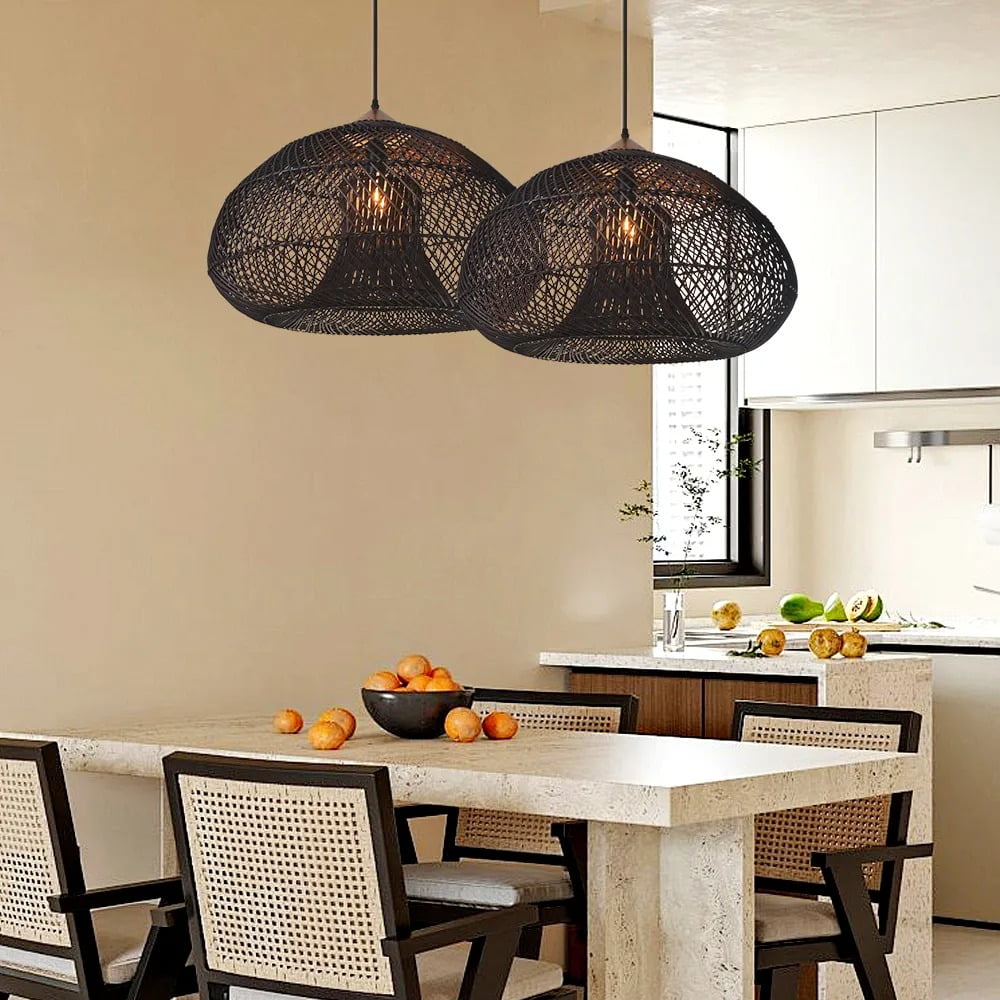 UEEYAC Trendy Rattan Pendant Light Wabi-sabi Style Retro Southeast Asian Chandelier