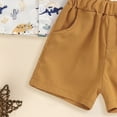 thumbnail image 6 of Kaprioy Boys Summer Outfits Toddler Boys Outfit Sets Boy Short Sleeve Dinosaur Prints Button Up T Shirt Tops Shorts 2Pcs Gentleman Outfits, 6 of 6