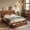 Walnut, variant on Wood Bed Frame Queen with Storage Headboard Wooden Farmhouse Bed Frame with 2 Drawers & Charge Station & LED Light,Walnut