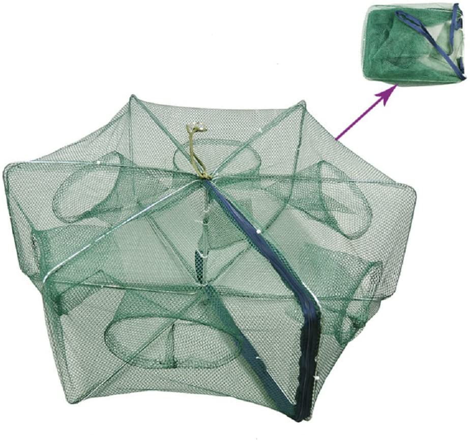 6/8 Holes Foldable Fishing Bait Trap Crab Net Fish Shrimp Minnow Cast Dip Cage 