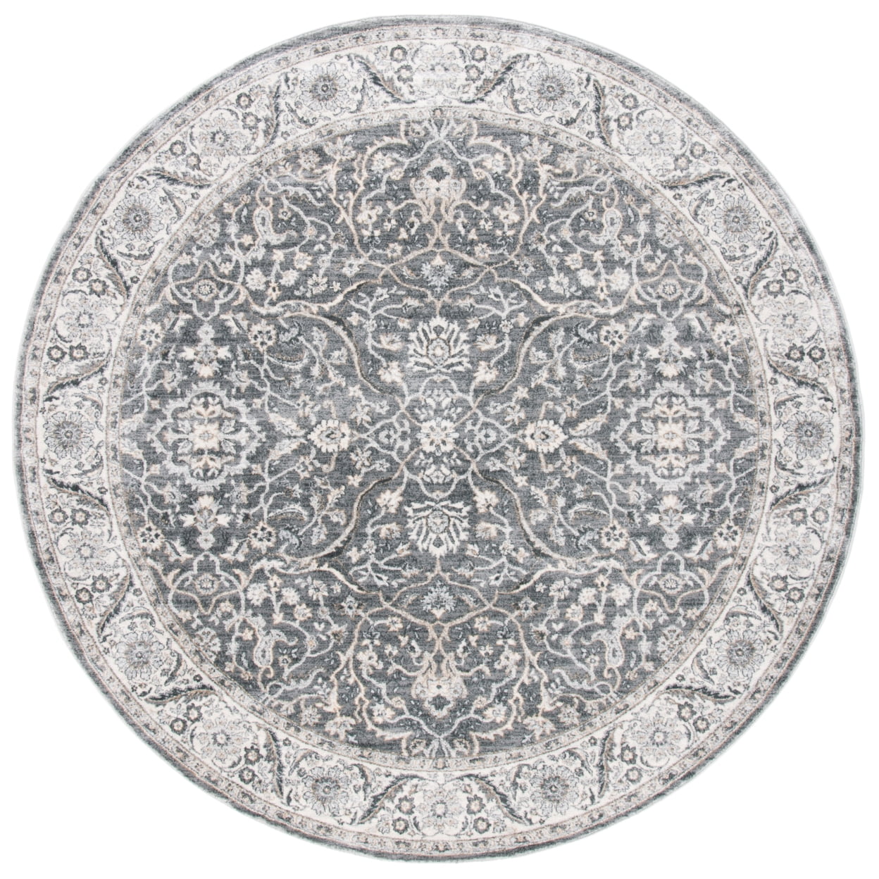 SAFAVIEH Isabella Kuzman Floral Bordered Area Rug, Grey/Dark Grey, 5'3" x 7'6"