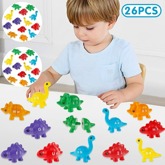 39PCS Matching Letters Fine Motor Toy Double-Sided ABC Dinosaur Alphabet Match Game with Uppercase Lowercase