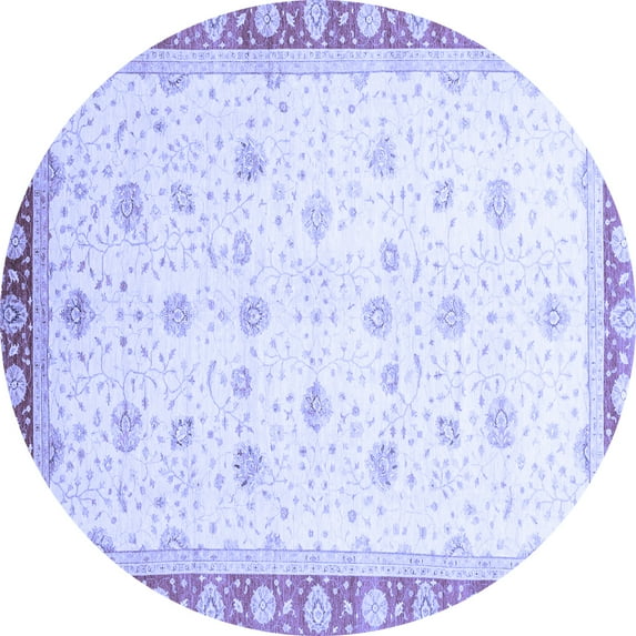 Ahgly Company Machine Washable Indoor Round Oriental Blue Modern Area Rugs, 4' Round