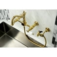 thumbnail image 2 of Kingston Brass KS1262PLBS Heritage Wall Mount Bridge Kitchen Faucet with Brass Sprayer, Polished Brass, 2 of 5