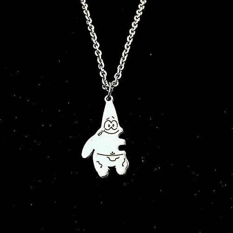 Spongebob And Patrick Silvertone 2 Piece BFF Metal Pendant Necklace Set