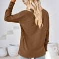 thumbnail image 3 of WREESH Womens Fashion Flowy Tops Solid Color V-Neck Long Sleeve Lace Button Loose T-Shirt Pullover Coffee, 3 of 3