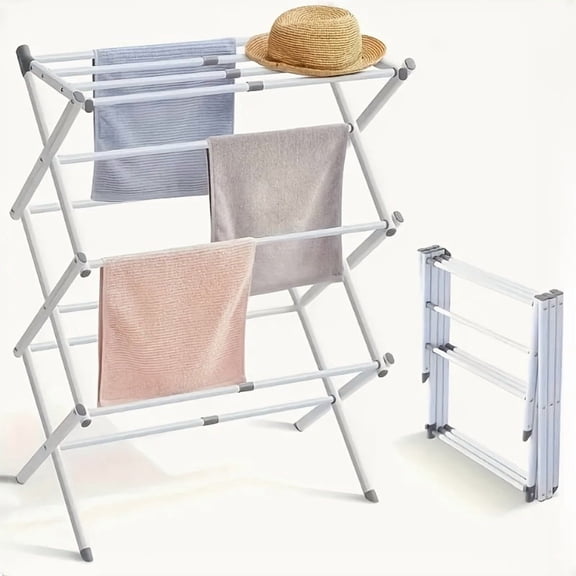 Canming Clothes Drying Rack, Foldable & Collapsible Laundry Drying Rack for Clothes, Portable for Indoor& Outdoor, White
