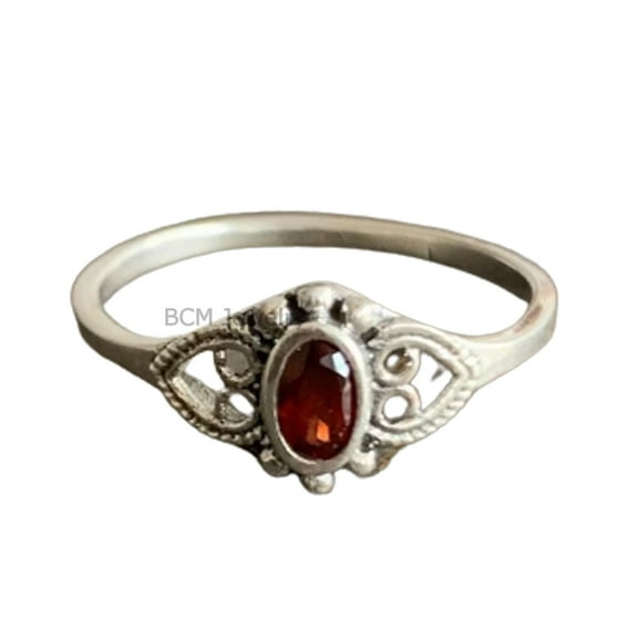 925 Sterling Silver Ring For Womens, Genuine Garnet Ring Gemstone Unique Handcrafted Ring For Her