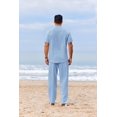 thumbnail image 4 of COOFANDY Men's 2 Piece Cotton Sets Casual Short Sleeve Henley Shirts and Yoga Beach Pants with Pockets Summer Vacation Outfit, 4 of 6