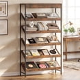 thumbnail image 4 of Gymax 6-Tier Bookshelf Industrial Tall Bookcase w/ Angled Shelves & Metal Frame, 4 of 10