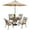 Tan, variant on Hanover Traditions 5-Piece Dining Set in Blue with Table Umbrella and Stand