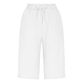 thumbnail image 3 of Fengqque Linen-cotton Shorts for Women Pull On Casual Athletic Bermuda Shorts Pants Drawstring Long SweatShorts with Pockets White XL(XL), 3 of 9