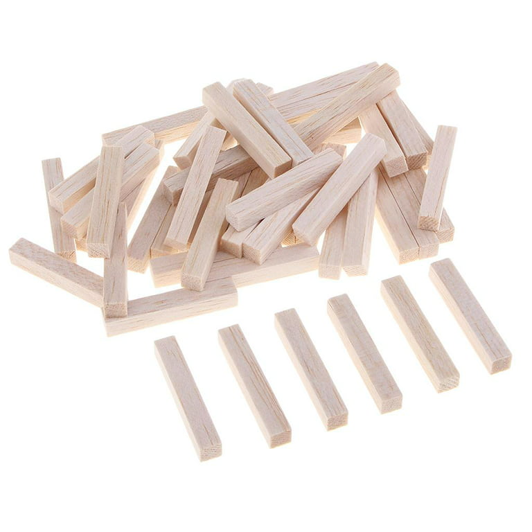 Square Wooden Rods, Unfinished Wood Sticks for Crafting Model