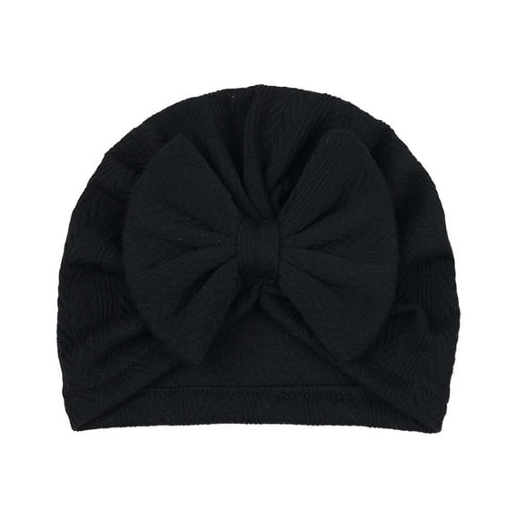 Tao Turban Hat For Baby Infant Cap Hats With Bow Knot Soft Cute Nursery Beanie BlackFree Size