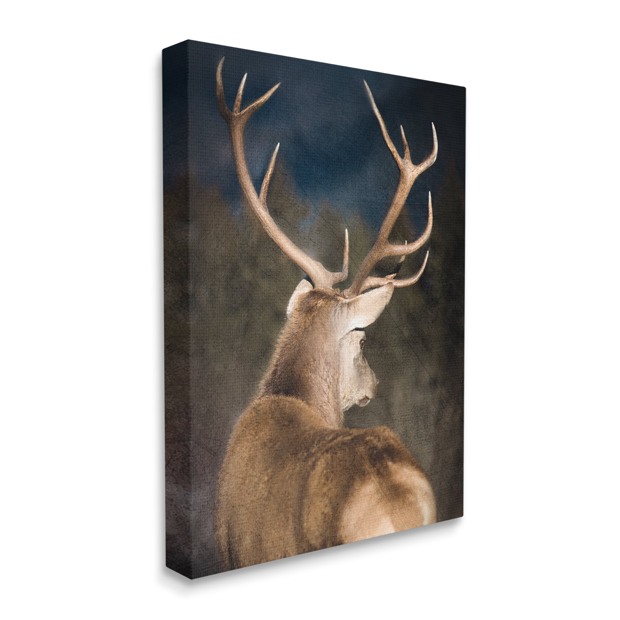 Stupell Industries Rustic Dark Deer Portrait Animals & Insects Painting Gallery Wrapped Canvas Art Print Wall Art, 36 x 48