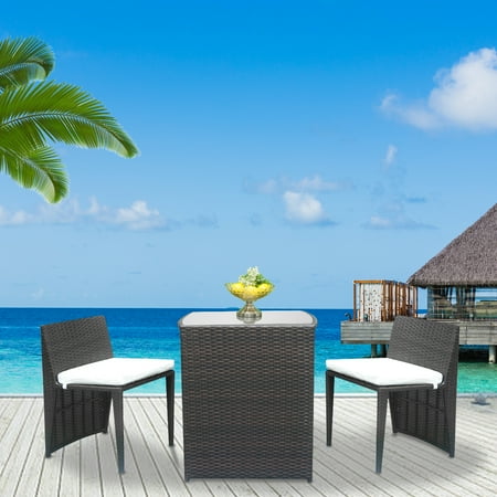 Rattan Bar Furniture - Topcobe Outdoor Furniture Sectional Sofa Set, Patio Porch Furniture 3 Pieces PE Rattan Wicker Chairs with Table Outdoor Garden Furniture Sets - Brown 2pcs Bar Chairs 1pc Bar Table