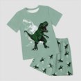 thumbnail image 2 of TOWED22 Baby Boy Outfits 2pcs Short Sleeve Crewneck T-Shirt Elastic Waist Shorts Dinosaur Print Clothes(Dark Green,7-8 Y), 2 of 4