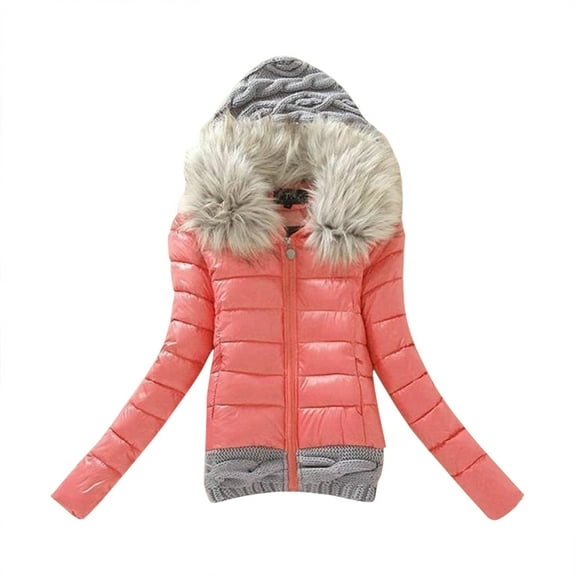 Noarlalf Winter Coats for Women Fashion Solid Women Casual Thicker Winter Slim Coat Overcoat Jackets for Women Watermelon Red M