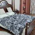 thumbnail image 3 of URBONUR Tie Dye Gray Faux Rabbit Fur Bubble Throw Blankets for Couch Chair Bed Luxury Plush Long Shaggy Fluffy Throws Cozy Warm Bed Throw Blanket for Winter 51×63 Inches, 3 of 7
