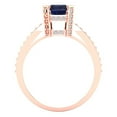 thumbnail image 4 of 2.45 ct Emerald Cut Simulated Blue Sapphire Solitaire with Accents Engagement Ring for Women in 18K Rose Gold, 4 of 5