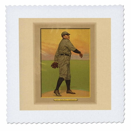 3dRose Vintage Photo Of Cy Young Baseball Player - Quilt Square, 8 by (Best Young Baseball Players)