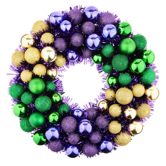 Mardi Gras Green, Purple & Gold Ornament Wreath, 18 in, by Way To Celebrate