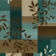 Mainstays Traditional Leaf Block Blue Brown Print Indoor Area Rug, 5' x