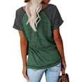 thumbnail image 3 of Jewelreauty Womens Short Sleeve Shirt Round Neck Raglan Sleeve Patchwork T-Shirts Casual Lightweight Cozy Tee (L, Green), 3 of 7