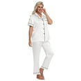 thumbnail image 6 of DAKIMOE Silk Satin Pajamas Set for Women Two-Piece Short Sleeve Shirt with Long Pajama Pant Set Soft Button Down Loungewear Nightwear Pjs Sleepwear for Women, 6 of 9