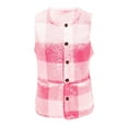 thumbnail image 4 of Htigea Fleece Plaid Vest for Women Sleeveless Button Front Cardigans Soft Comfy Homewear Casual Coats with Pockets Hot Pink XXL, 4 of 6