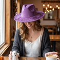thumbnail image 6 of Women Halloween Classic Western Cowboy Hat Unisex Adult Faux Western Embossed Art Fedora For Holiday Party Headwear, 6 of 9