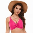 thumbnail image 3 of TOWED22 Bikini Tops for Women V Neck Push Up Padded Swimsuit Top Bathing Suits Hot Pink,M, 3 of 9
