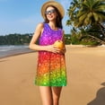 thumbnail image 3 of Fotbe Colorful Glitter Vestido de Verano sin Mangas para Mujer – Vestido Midi Línea A, Estilo Camiseta Floral, Vestido Playero Casual y Fluido, 3 of 7