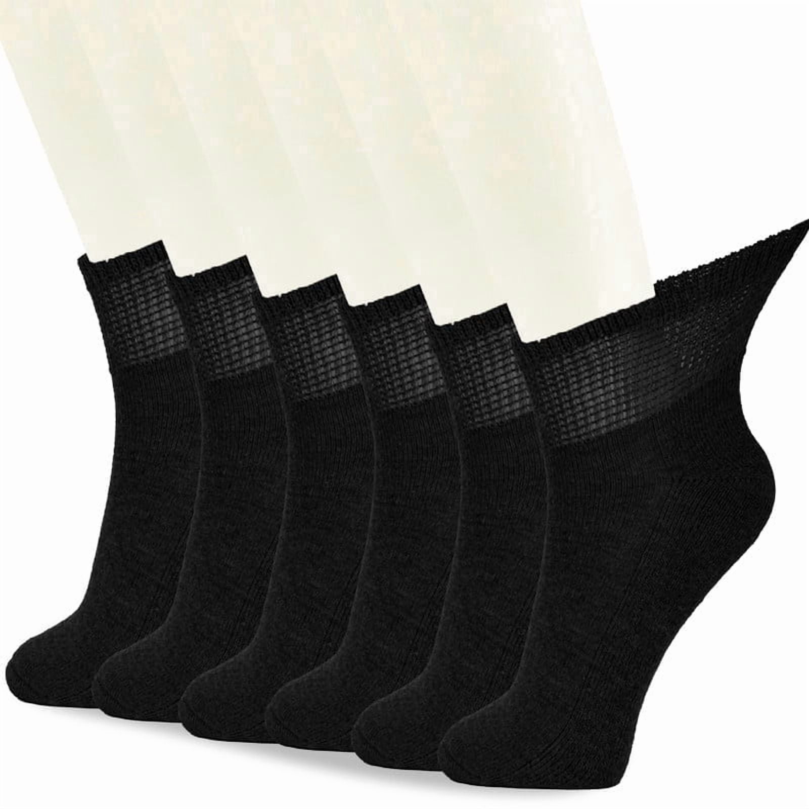 Ankle Diabetic Socks 6 Pairs (10-13, Black)