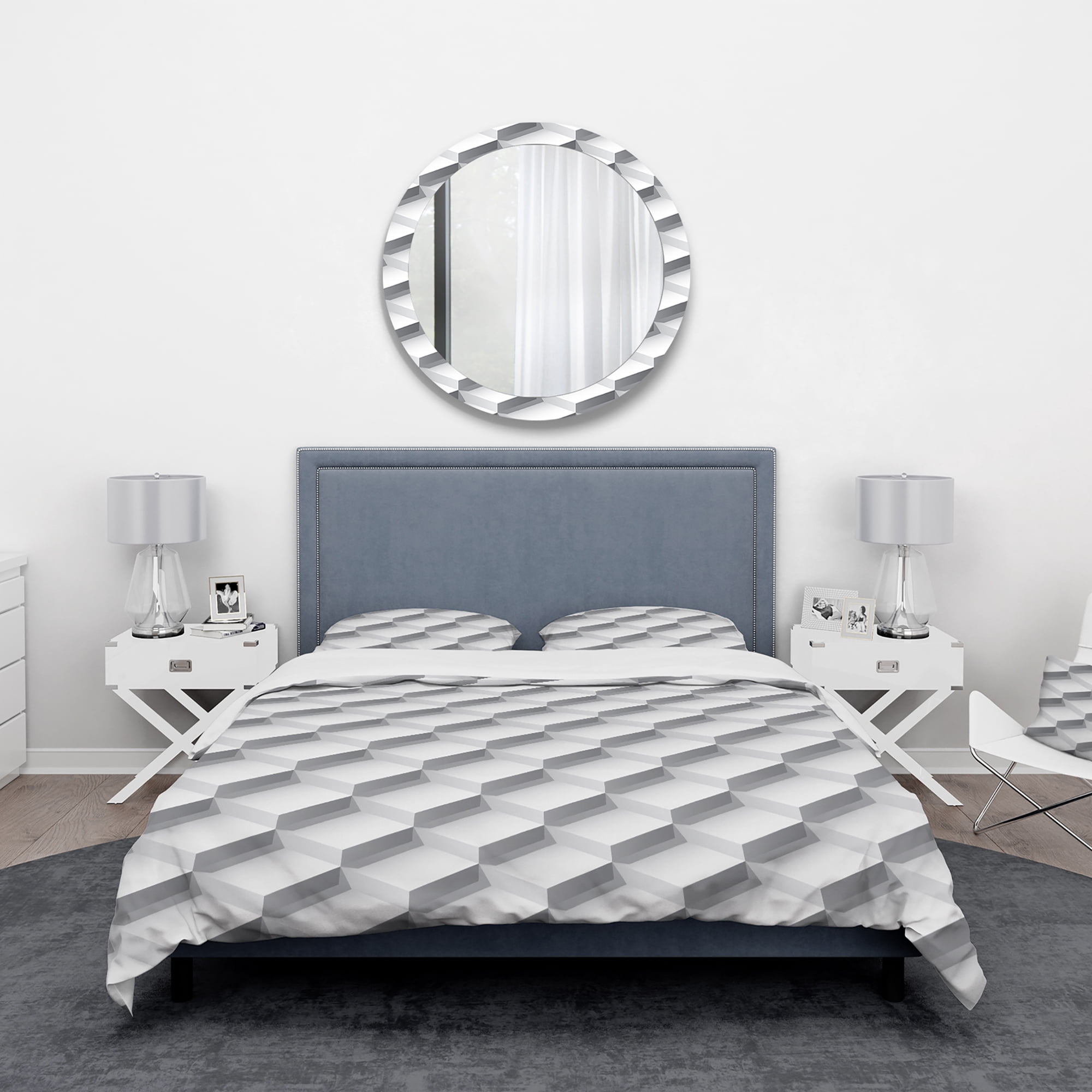 Designart 'White Abstract Pattern' Scandinavian Duvet Cover Set