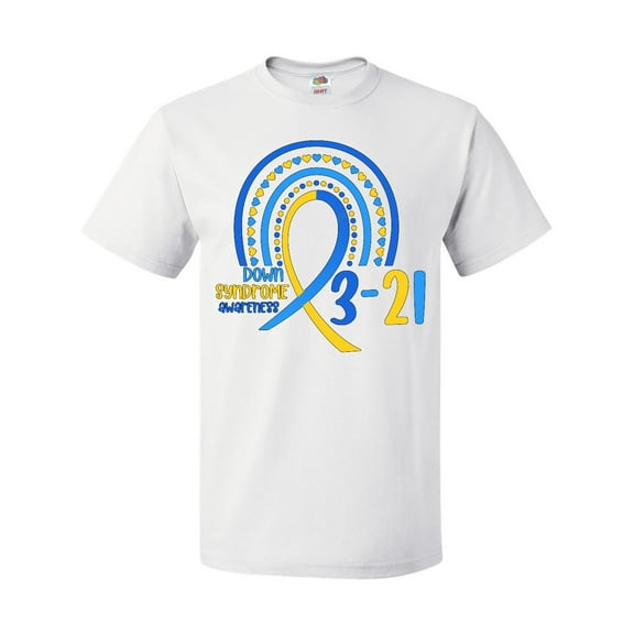 Inktastic 3-21 World Down Syndrome Day Blue and Yellow Rainbow Ribbon T-Shirt